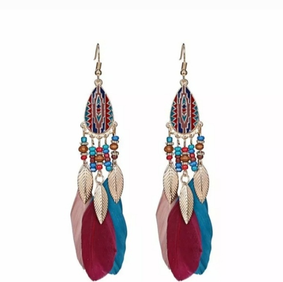 Jewelry - Beautiful handmade dreamcatcher feather earrings